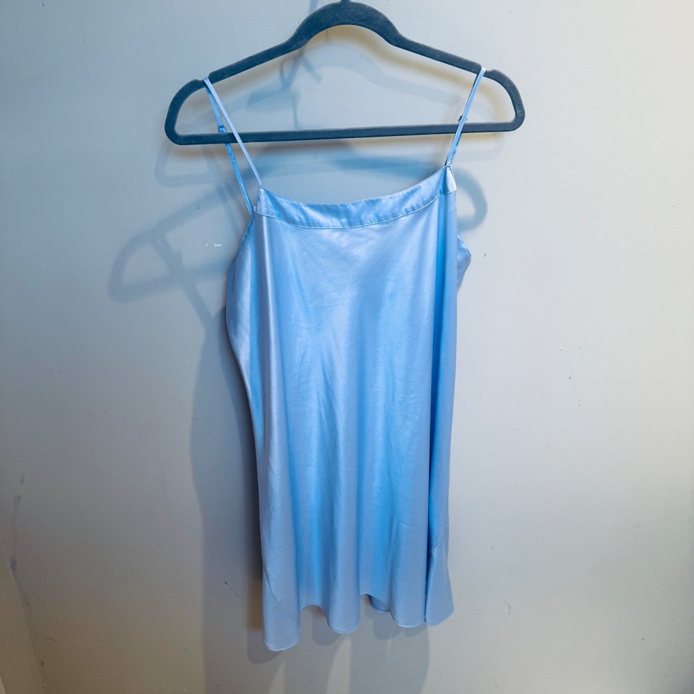 Cabernet Sleepwear Slip Dress Satin Lingerie Blue Sleeveless Size L